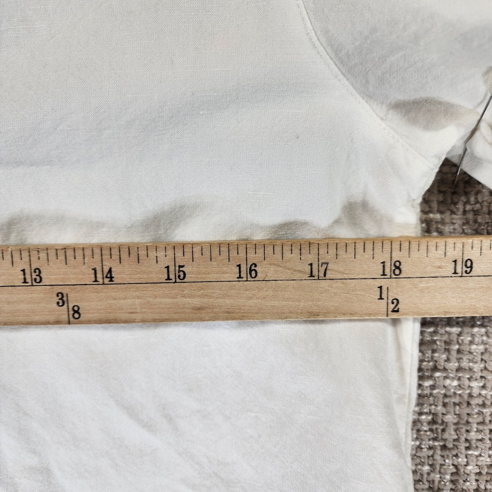 Uniqlo Linen Blend Open Collar Shirt Womens SS White Boxy Cropped Relaxed NEW - Picture 4 of 10